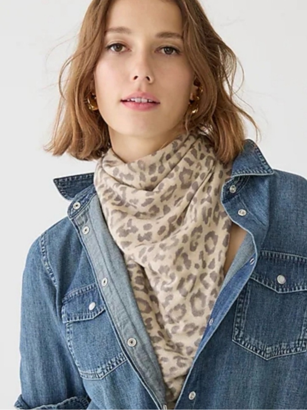 J.Crew Printed Featherweight Cashmere Bandana in leopard 🐆 print